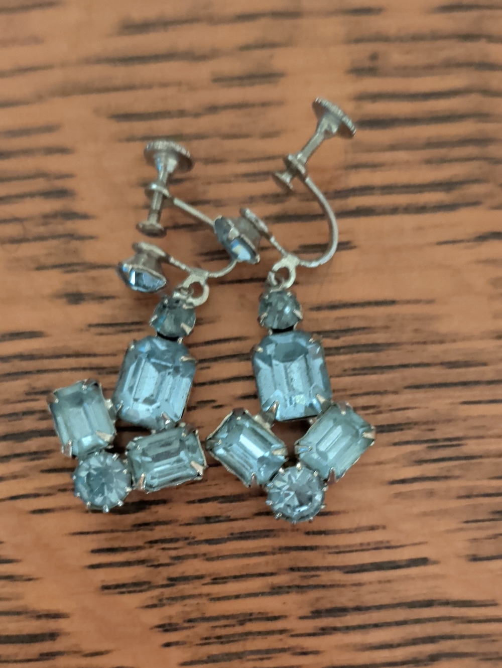 Silver-Tone Light Blue Gem Drop Earrings - Women's Jewelry